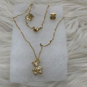 Teddy Bear Earrings and Necklace Combo. Size OS‎ New With Tags